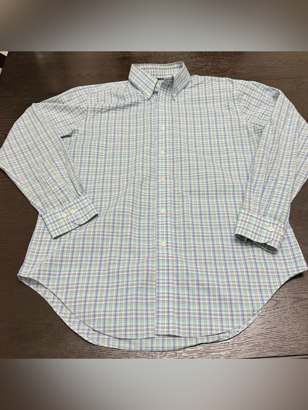 LAUREN Ralph Lauren Light Blue, Green and Purple Plaid Button-Down Shirt